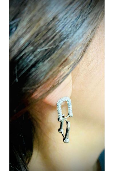 Toka Delisi High Quality Colorfast Dangle Jewelled Steel Earrings