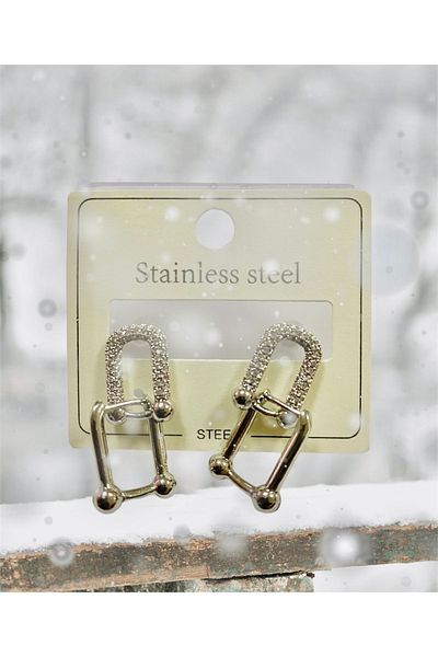 Toka Delisi High Quality Colorfast Dangle Jewelled Steel Earrings