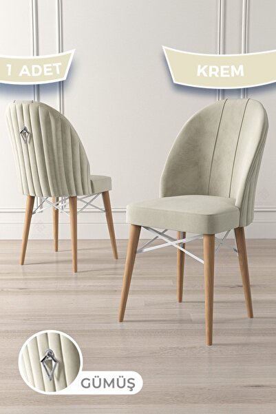 Canisa Ritim Serisi 1 Adet Krem Sandalye 1.sınıf Babyface Ithal Kumaş Doğal A...