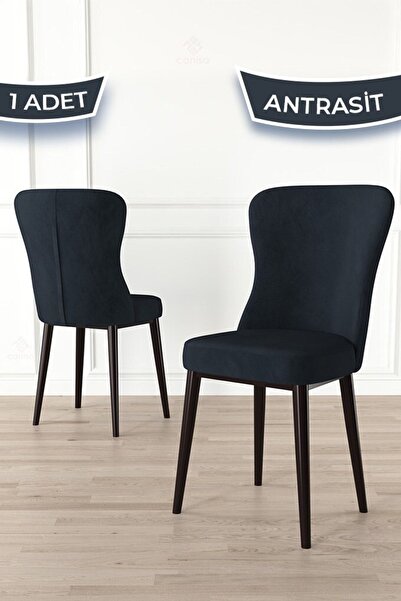 Canisa Tita Serisi 1 Adet Antrasit Mutfak Sandalyesi Metal Kahve Ayaklı 1. Sı...