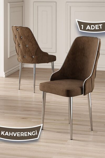 Canisa Krax Serisi 1.sınıf Babyface Kumaş Yemek Odası Sandalye Gümüş Metal Ay...