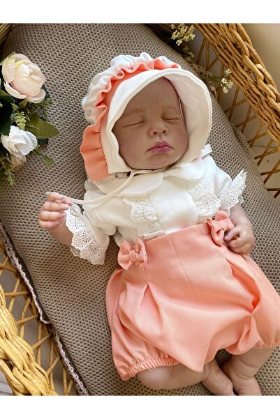 Baby Girl's Ecru Frilly Bodysuit with Scallops and Shorts
