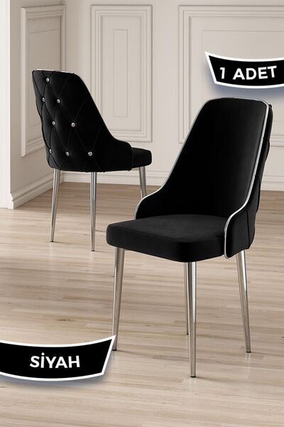 Canisa Krax Serisi, 1.sınıf Babyface Kumaş Mutfak Sandalye, Gümüş Metal Ayak,...