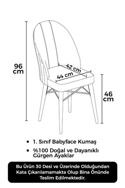 Canisa Ritim Serisi, Beyaz Gürgen Ayaklı, 1.sınıf Babyface Kumaş Gri Sandalye Gold Halkalı, 1 Adet