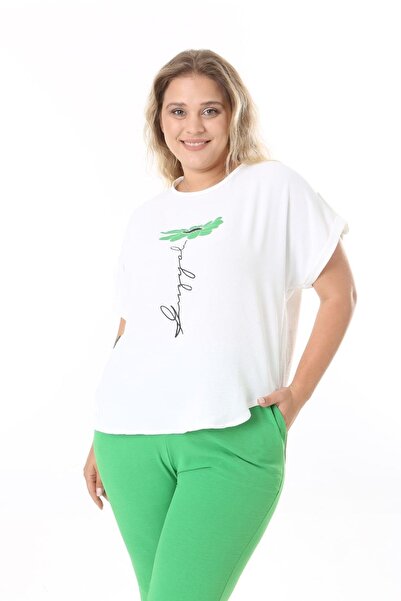xlargebutik Yenii Season - Large Size Green Capri Clothing Set