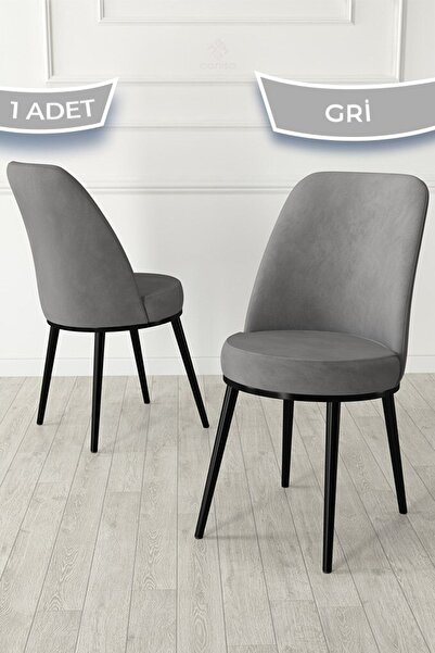 Canisa Jaxe Serisi 1 Adet Gri Yemek Odası Sandalyesi Metal Siyah Iskeletli 1....