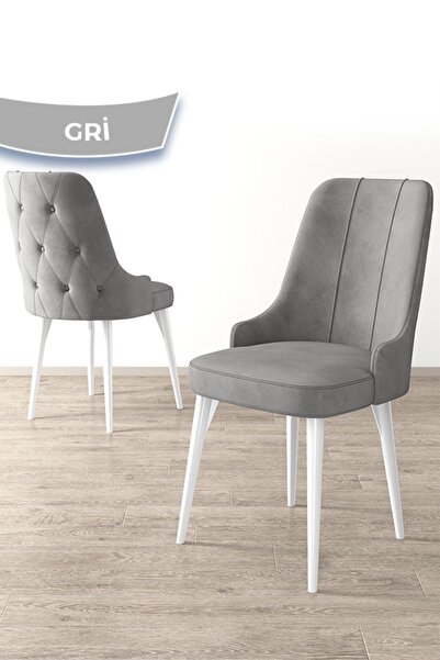 Canisa Maya Serisi, 1.Sınıf Babyface İthal Kumaş Gri Sandalye , Beyaz Gürgen ...