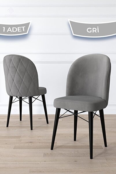 Canisa Bika Serisi 1 Adet Gri Mutfak Sandalyesi Siyah Gürgen Ayaklı 1. Sınıf ...