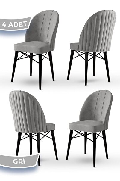 Canisa Jena Serisi 4 Adet Gri Yemek Odası Sandalyesi 1.sınıf Babyface Ithal K...
