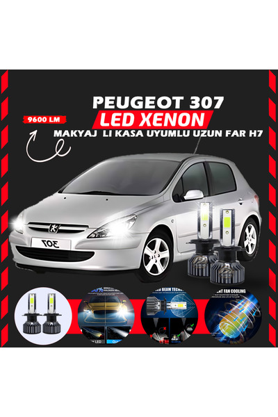 Furens Peugeot 307 Makyajlı Kasa Uzun Far Uyumlu Şimşek Etkili Led Xenon Pro ...