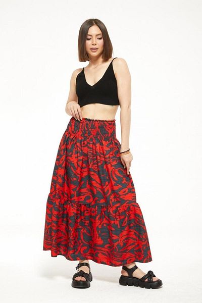 Freeista Red Waisted Loose Skirt