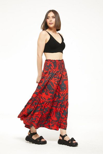 Freeista Red Waisted Loose Skirt
