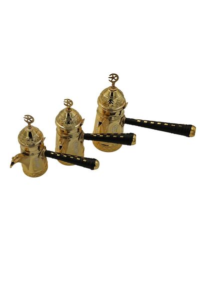 ANTEPSEPETİ 3-Piece Copper Mirra Coffee Pot Set with Processing Motif