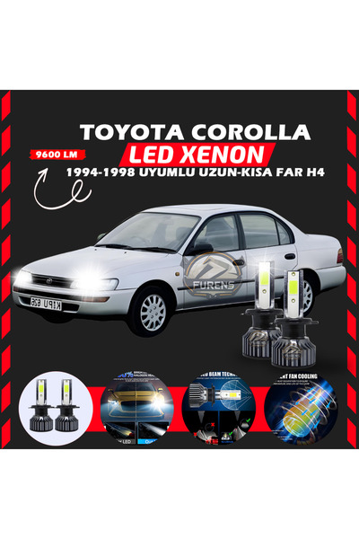 Furens Toyota Corolla Efsane Kasa Uzun Kısa Far Uyumlu Şimşek Etkili Led Xeno...