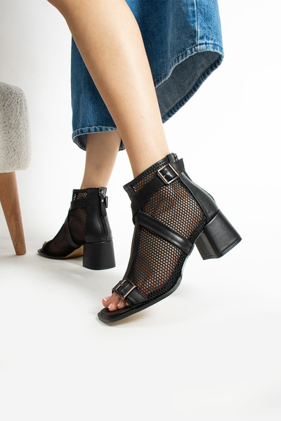 dabab shoes Katya Femei - Cizme de vară cu toc gros din piele naturală