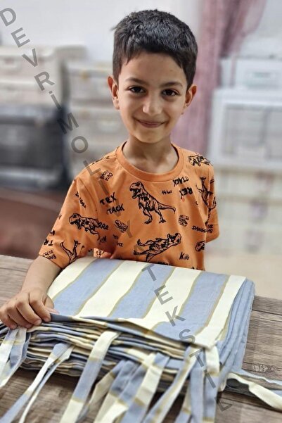 SHY TEKSTİL Perdeau de balcon de lux cu dungi gri-crem - Cornice, la comandă