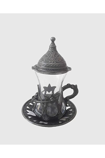 kapadokyahediyelik Osmanlı Motifli 6 Kişilik 30 Parça Çay Bardağı Takımı Eskitme Kalaylı Renk