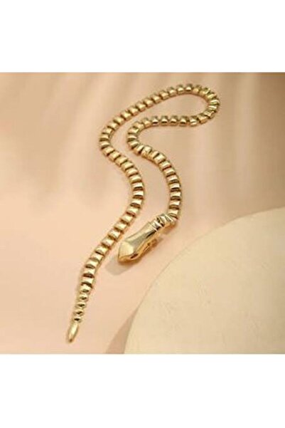 BİJUTERİX Moda ayarlanabilir çelik Gold yılan gerdanlık kolye