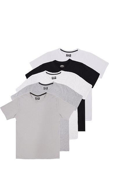 pandy Crew Neck Basic T-shirt Σετ 5 τεμαχίων