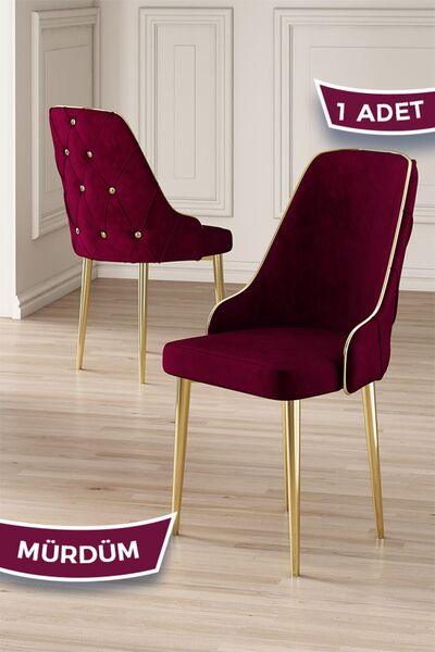 Canisa Krax Serisi 1.sınıf Babyface Kumaş Yemek Odası Sandalyesi Gold Metal A...