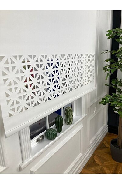 otuzyedi premium Otuzyedi Lazer Kesim Stor Perde Beyaz Renk.