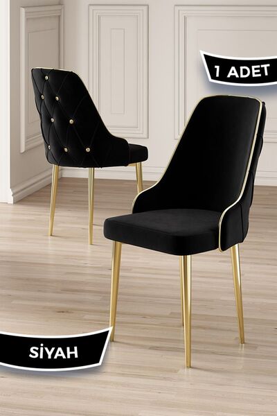 Canisa Krax Serisi 1.sınıf Babyface Kumaş Yemek Odası Sandalyesi Gold Metal A...