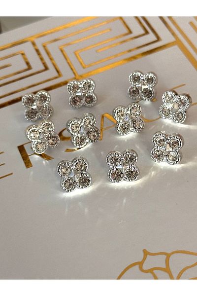 ODDA TASARIM ATÖLYESİ Crystal metallized shirt button with 4 stones