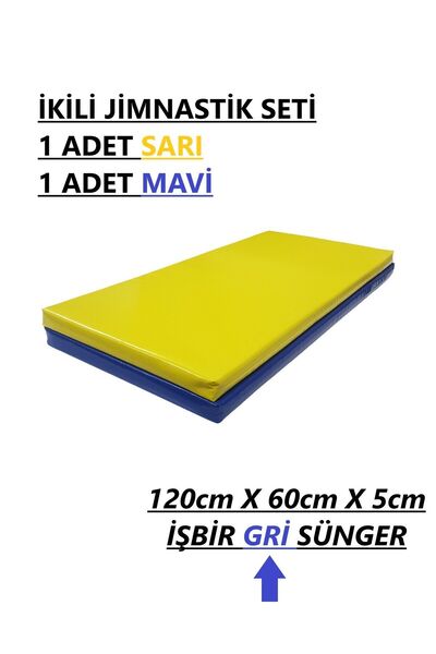 gürteks Sarı - Lacivert 60x120x5 Cm Çocuk Jimnastik Minderi (PVC)