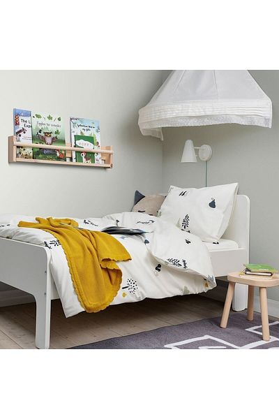 IKEA طقم غطاء لحاف أطفال أبيض منقوش 150x200/50x60 سم