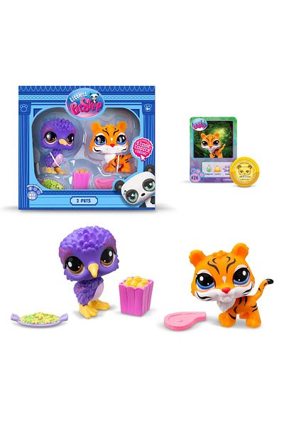 Littlest Pet Shop LPS Minis Littlest Pet Shop - Tiger and Tropical Bird 2-Piece Figure Set
