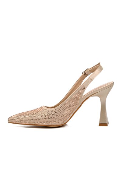 ONY 181  Sivri Burun Taşlı Kadeh Ökçe Abiye Ayakkabı