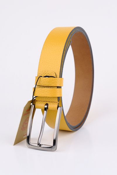 KASVA DERİ 3.5 Cm Yellow Original Leather Belt