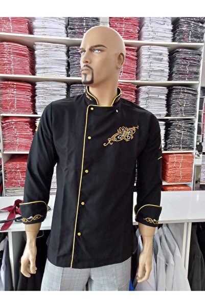 PERSONELİTY سترة الشيف الذهبية المطرزة باللون الأسود