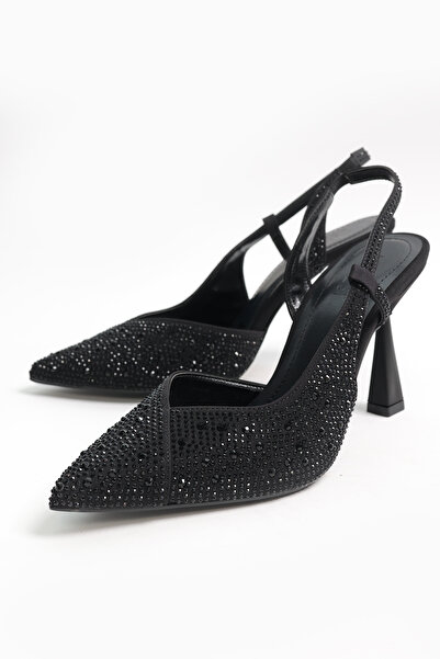 Liza Shoes حذاء ميرلين نسائي بكعب حجري من الساتان - A001-024-K004