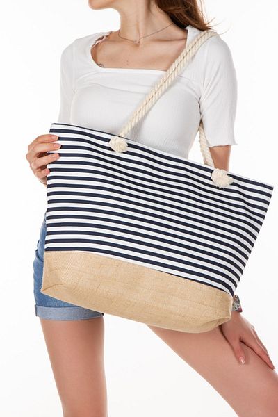 GreandBags حقيبة شاطئ نسائية بسحاب من قماش الجوت والقش وحقيبة يد وكتف وحقيبة نزهة