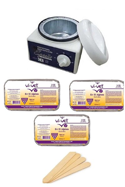 Vi-vet Ağda Seti -naturel Kalıp Ağda 3 Adet + Ağda Makinesi