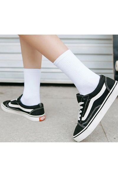 myDea 6 Pack White College / Κάλτσες τένις Unisex Λευκές κάλτσες