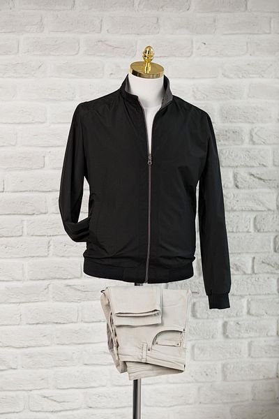 ADVANTE Side Pocket Elastic Waist Stand Collar Regular Fit Double Sided Spring Coat