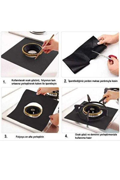 Genel Markalar Siyah  Yıkanabilir Ocak Koruyucu Folyo Kirlenmeyi Önleyen Yanm...