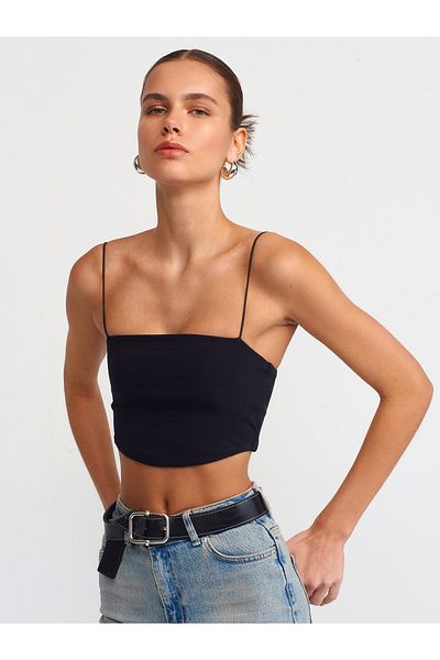 Dilvin 20793 Crop Top cu bretele-Negru