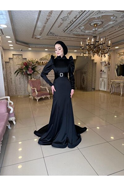 MAHİDEVRAN Deva Black Evening Dress