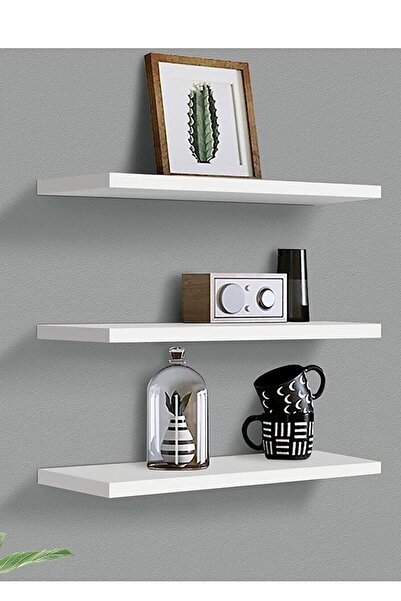 Worldstil Dekoratif 3 raflı gizli monte duvar rafi 50*12cm