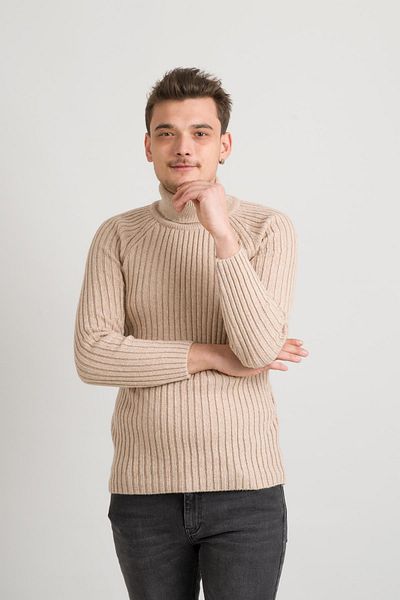 AKÇAYLAR Ανδρικό πουλόβερ Slimfit Self Striped Full Fisherman Βαμβακερό Πλεκτό Πλεκτό