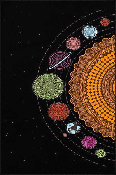 Rugs Modern Halı Solar System Themed Woven Base Carpet and Washable Carpet Mi...