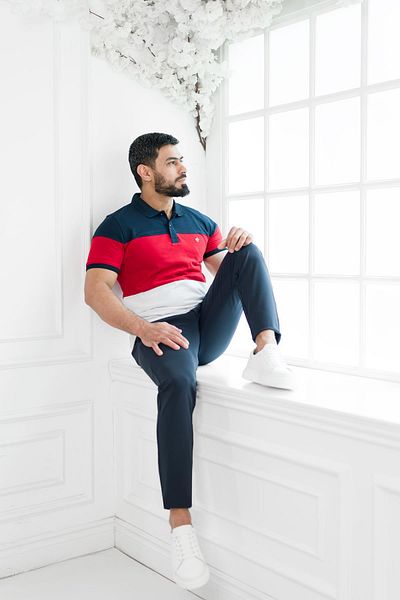 Paul Martin Regular Fit Polo Neck Patterned T-shirt - 100% Cotton