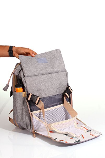 ÇÇS -51769 Mother Care Bag - Kangaroo and Crib Feature, Multifunctional Gray