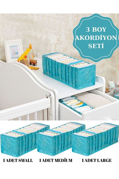 PONÇİK BEBEK Accordion Drawer Organizer and Drawer Set for Baby Room - 8 Compartments (11-11 Compartments) 3 Sizes