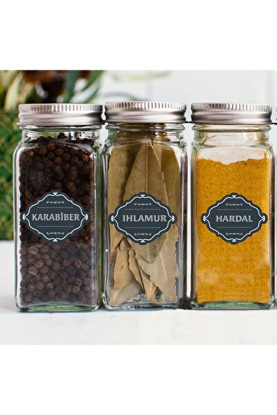 Aysprint Suya Dayanıklı 88 Adet 5x5 Cm Baharat - Kuruyemiş - Bakliyat Kavanoz...