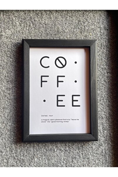 caddehediye COFFEE Doğal Ahşap SİYAH Çerçeveli Dekor Mutfak Salon Ev Askı Apa...
