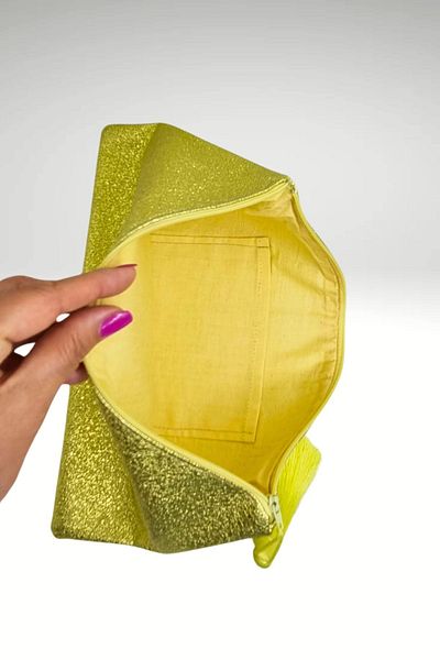 KRIMO Gold Rose Women's Leather Portfolio Clutch Bag